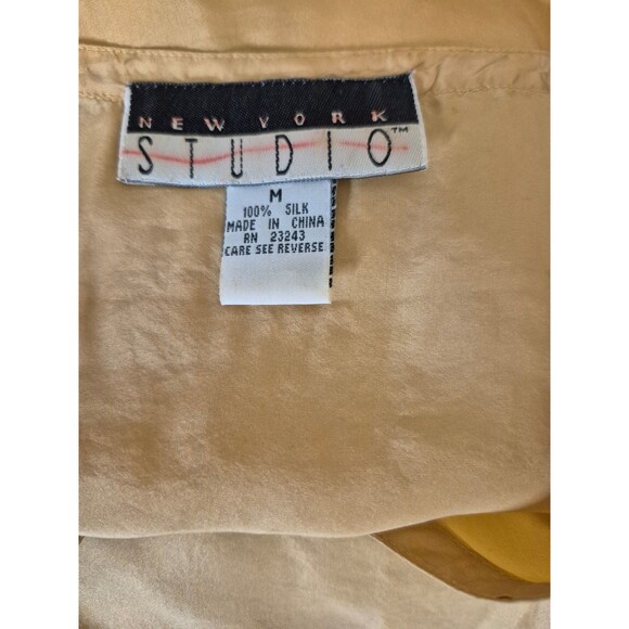 Studio New York Vintage Silk Tank Blouse Camisole Gold Button Front V-neck Sz M - Picture 4 of 4
